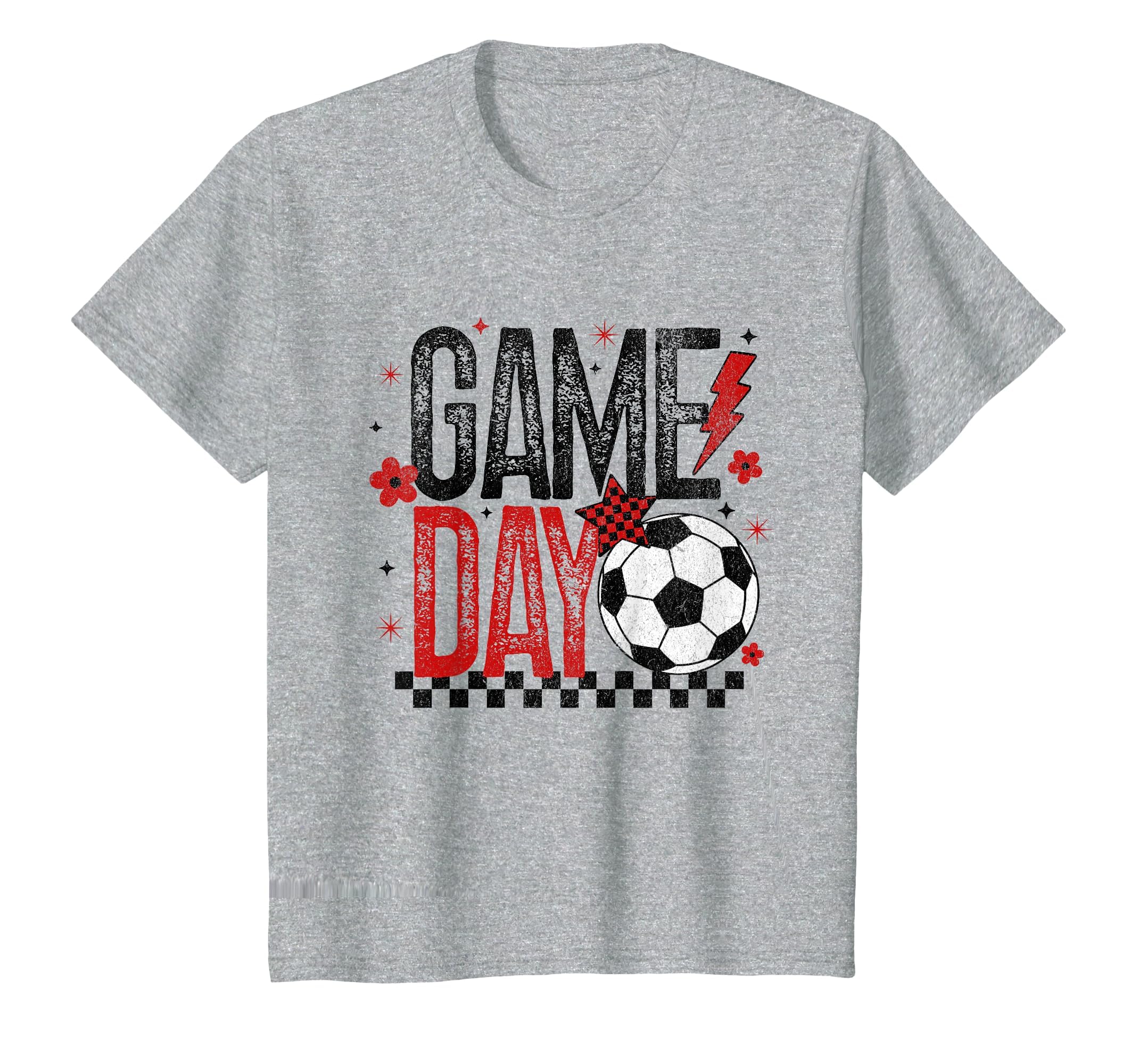Game Day Soccer Season Checkered Black T-Shirt - Minimalist Print Unisex