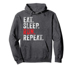Eat Sleep Run Repeat Track And Field Hoodie - Minimalist Print Unisex