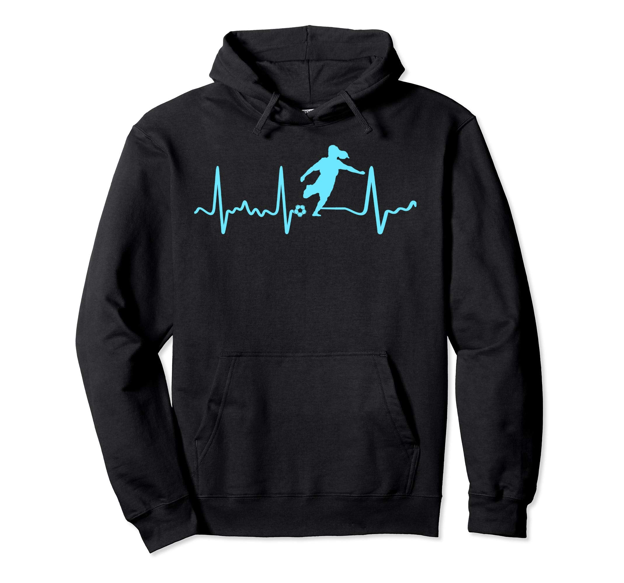 Light Blue Soccer Heartbeat Female Soccer Hoodie - Novelty Apparel Unisex