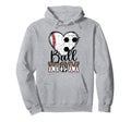 Ball Mom Heart Soccer Baseball Mom Hoodie - Minimalist Print for Adults