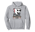 Ball Mom Heart Soccer Baseball Mom Hoodie - Minimalist Print for Adults