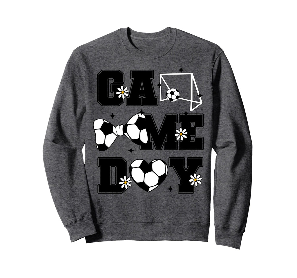 Soccer Game Day Bow And Heart Soccer Sweatshirt - Aesthetic Graphic Unisex