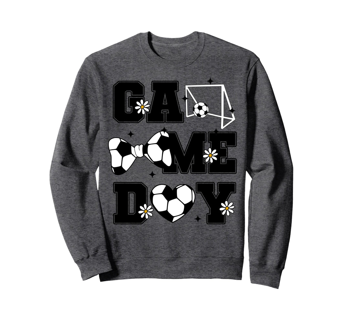 Soccer Game Day Bow And Heart Soccer Sweatshirt - Graphic Print Men Women