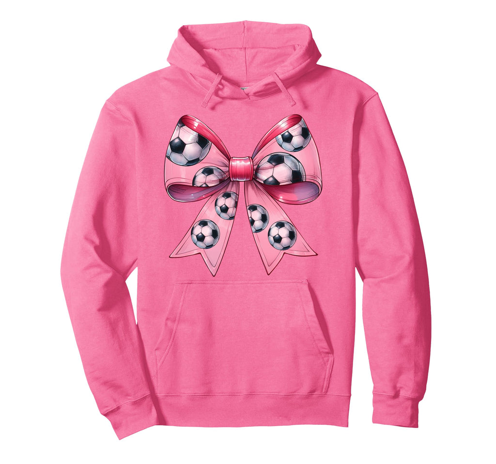 Coquette Bow Soccer Ball Pattern Hoodie - Fun Novelty Design for Adults