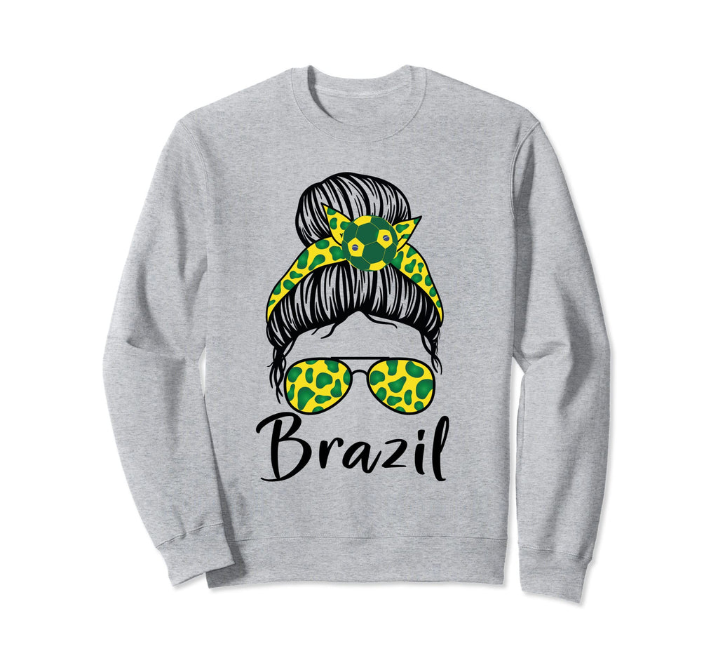 Soccer Ball Messy Bun Brazilians Sweatshirt - Fun Novelty Design Unisex