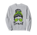 Soccer Ball Messy Bun Brazilians Sweatshirt - Fun Novelty Design Unisex