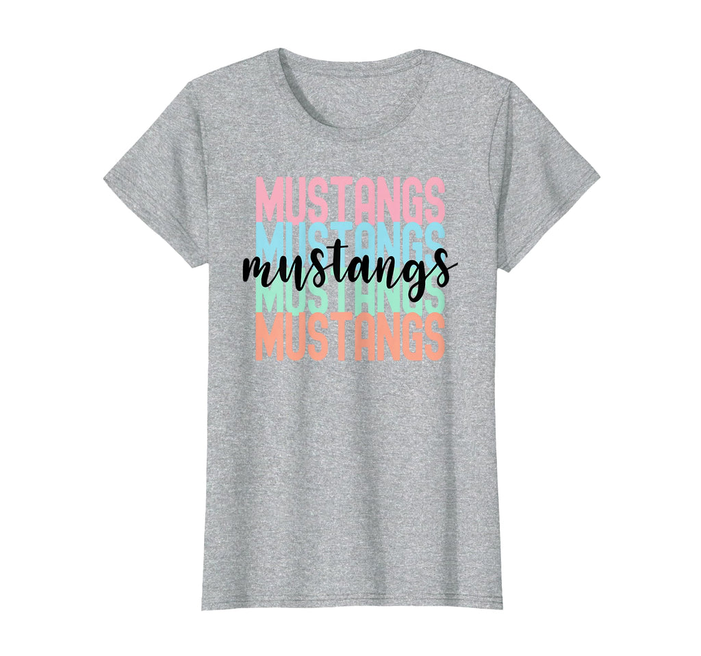 Mustangs Team Mascot School T-Shirt - Casual Everyday Wear for Adults