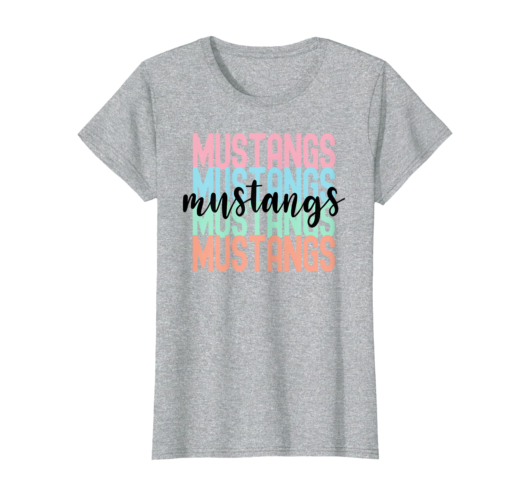 Mustangs Team Mascot School T-Shirt - Casual Everyday Wear for Adults