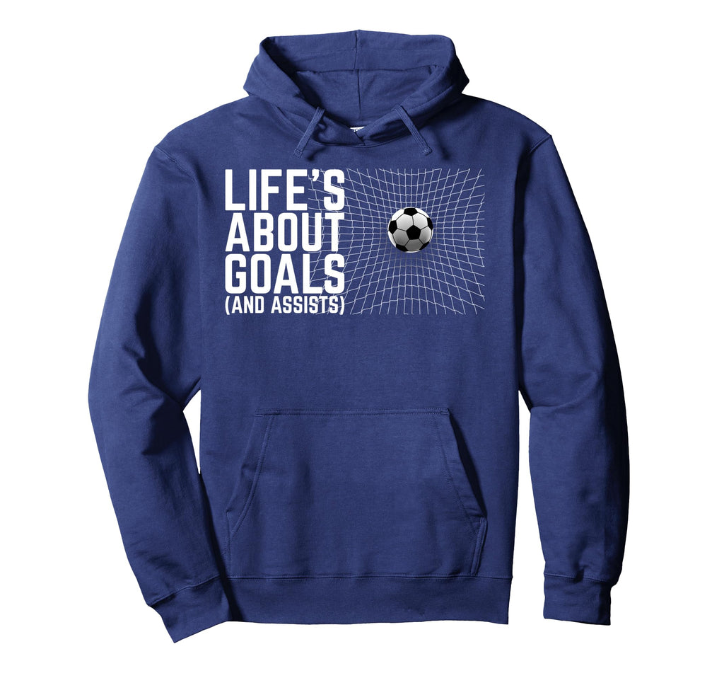Life Is About Goals And Assists Hoodie - Minimalist Print for Adults
