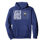 Life Is About Goals And Assists Hoodie - Minimalist Print for Adults