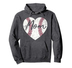 Baseball Softball Heart Mom Mothers Hoodie - Fun Novelty Design Men Women