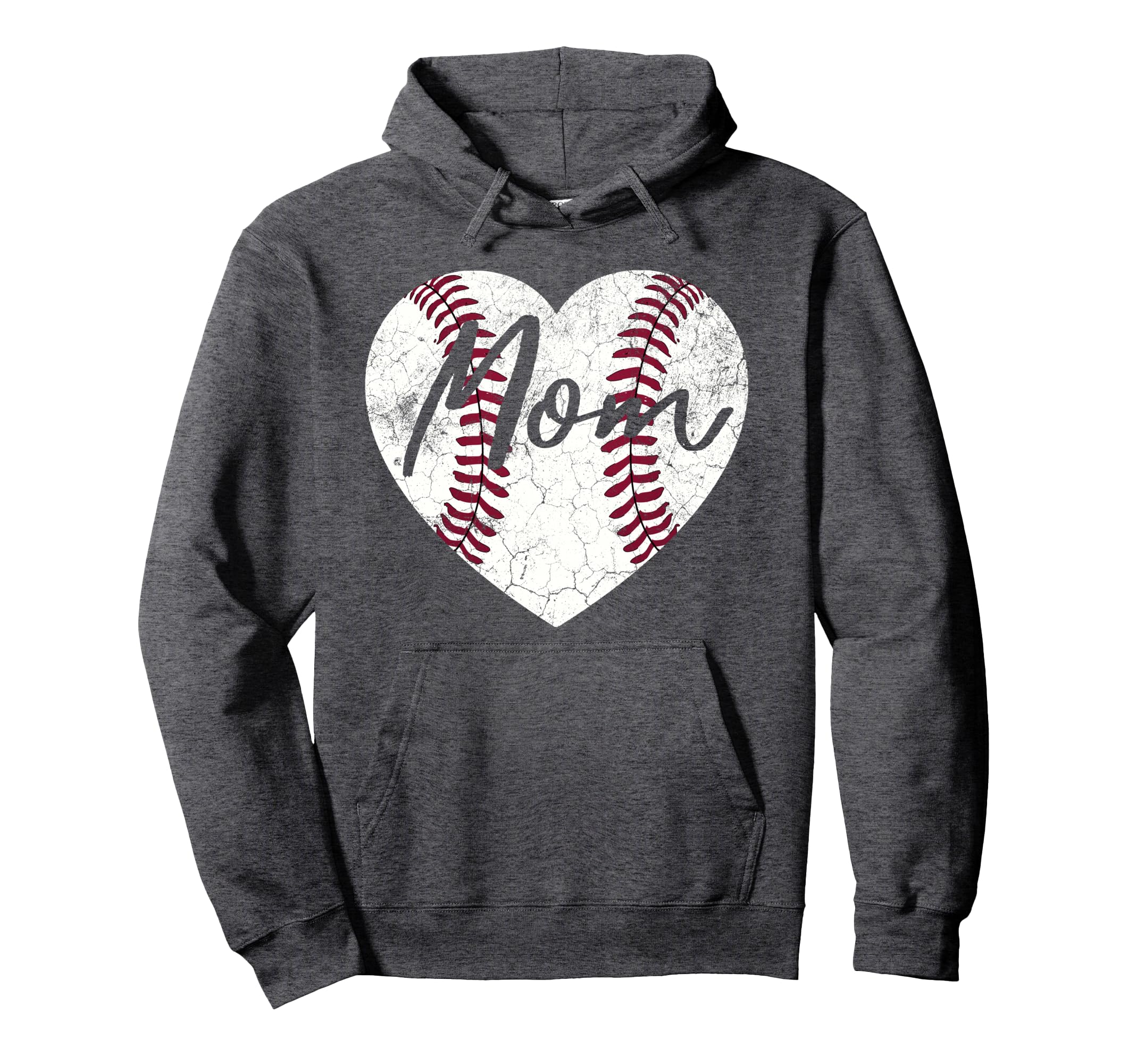 Baseball Softball Heart Mom Mothers Hoodie - Fun Novelty Design Men Women