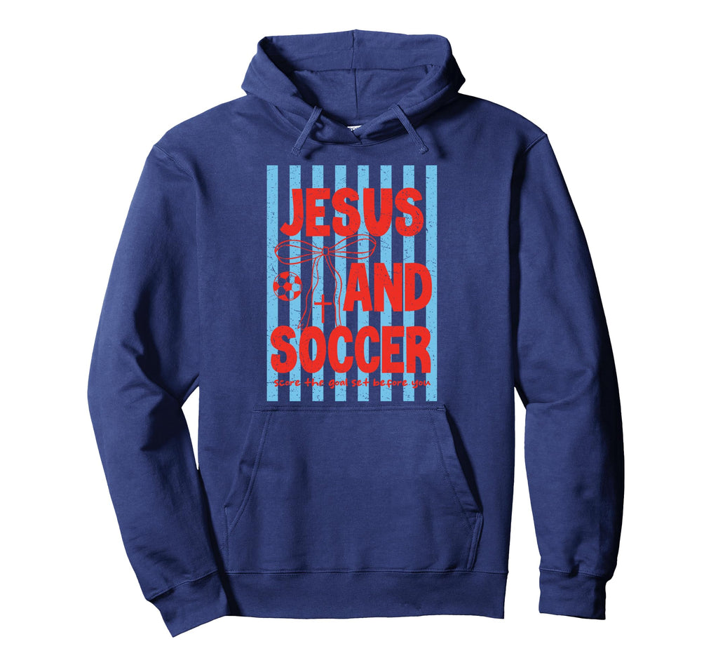 Preepy Jesus And Soccer Reglious Hoodie - Graphic Print Unisex