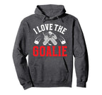 I Love Hockey Goalie Mama Hockey Hoodie - Minimalist Print for Adults