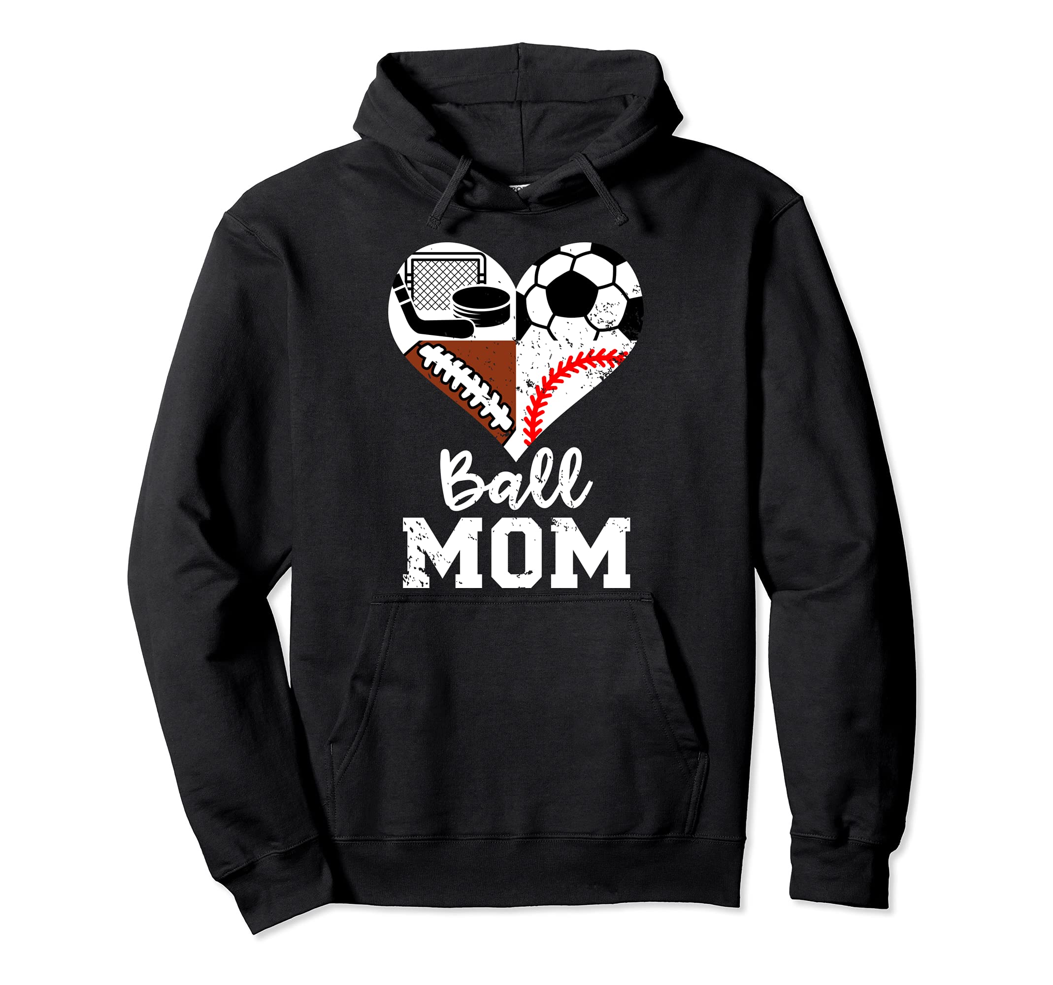 Ball Mom Funny Soccer Football Baseball Hoodie - Graphic Print Men Women