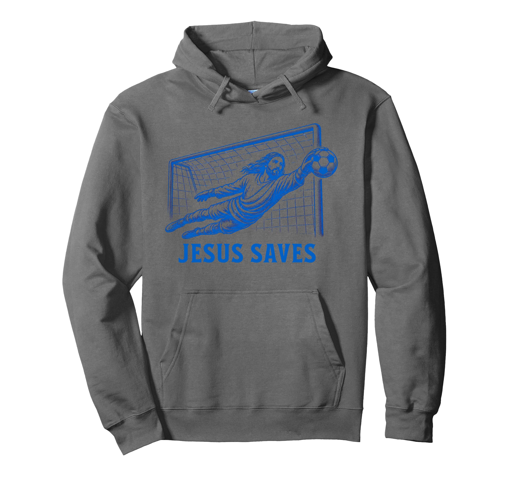 Funny Jesus Saves Soccer Goal Keeper Hoodie - Novelty Apparel for Adults