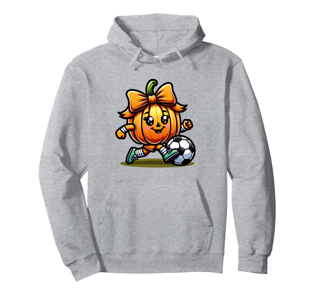 Halloween Soccer Coquette Bow Pumpkin Hoodie - Graphic Print Men Women