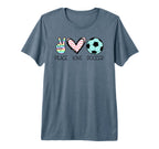 Peace Love Soccer Teen Tri Blend T-Shirt - Custom Art Print Unisex