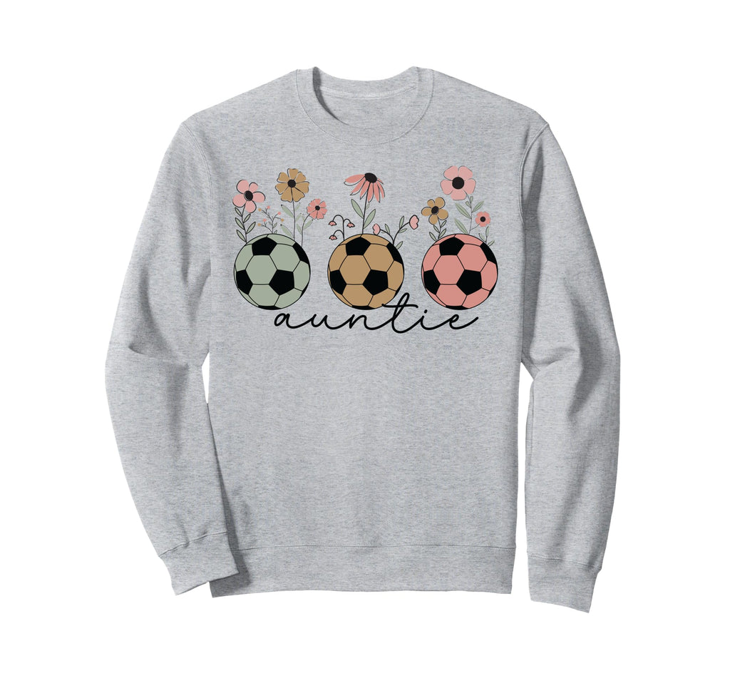 Soccer Auntie Aunt Wildflower Sweatshirt - Casual Everyday Wear Men Women