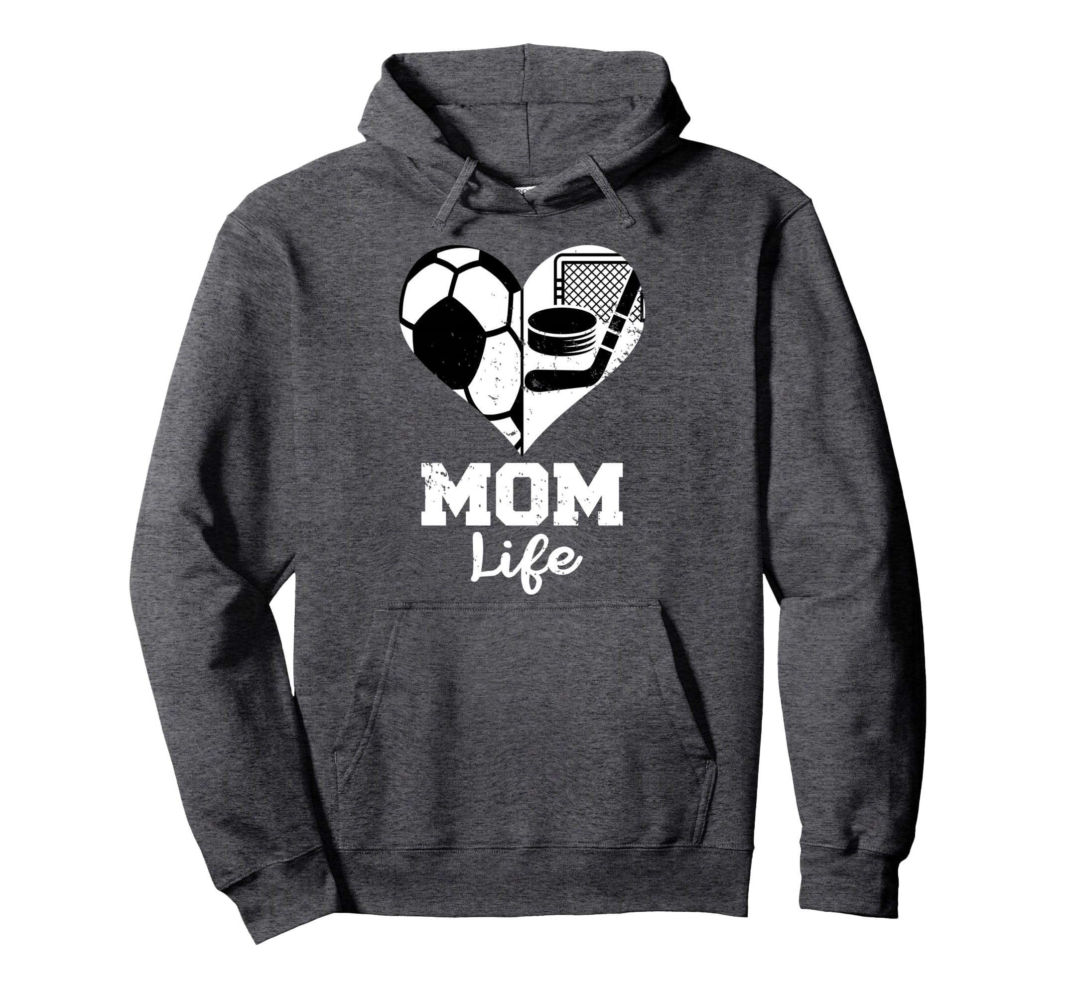 Mom Life Heart Funny Soccer Hockey Mom Hoodie - Fun Novelty Design Unisex