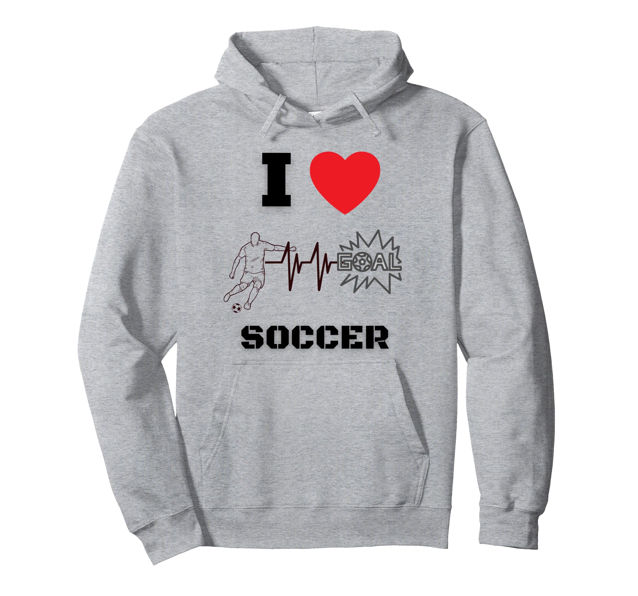 I Love Soccer Heartbeat Ekg Heart Hoodie - Unique Graphic Men Women