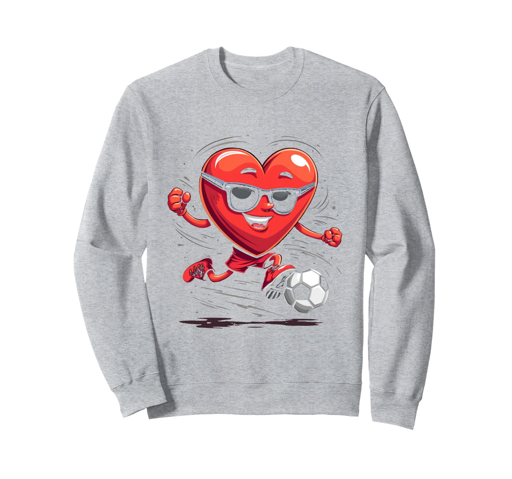 Heart Soccer Cartoon Gift Sweatshirt - Custom Art Print for Adults
