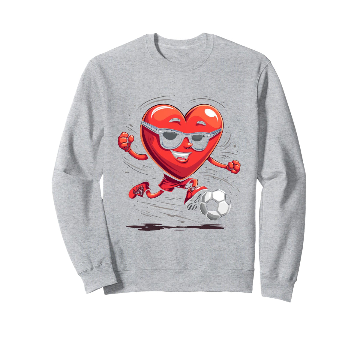 Heart Soccer Cartoon Gift Sweatshirt - Custom Art Print for Adults