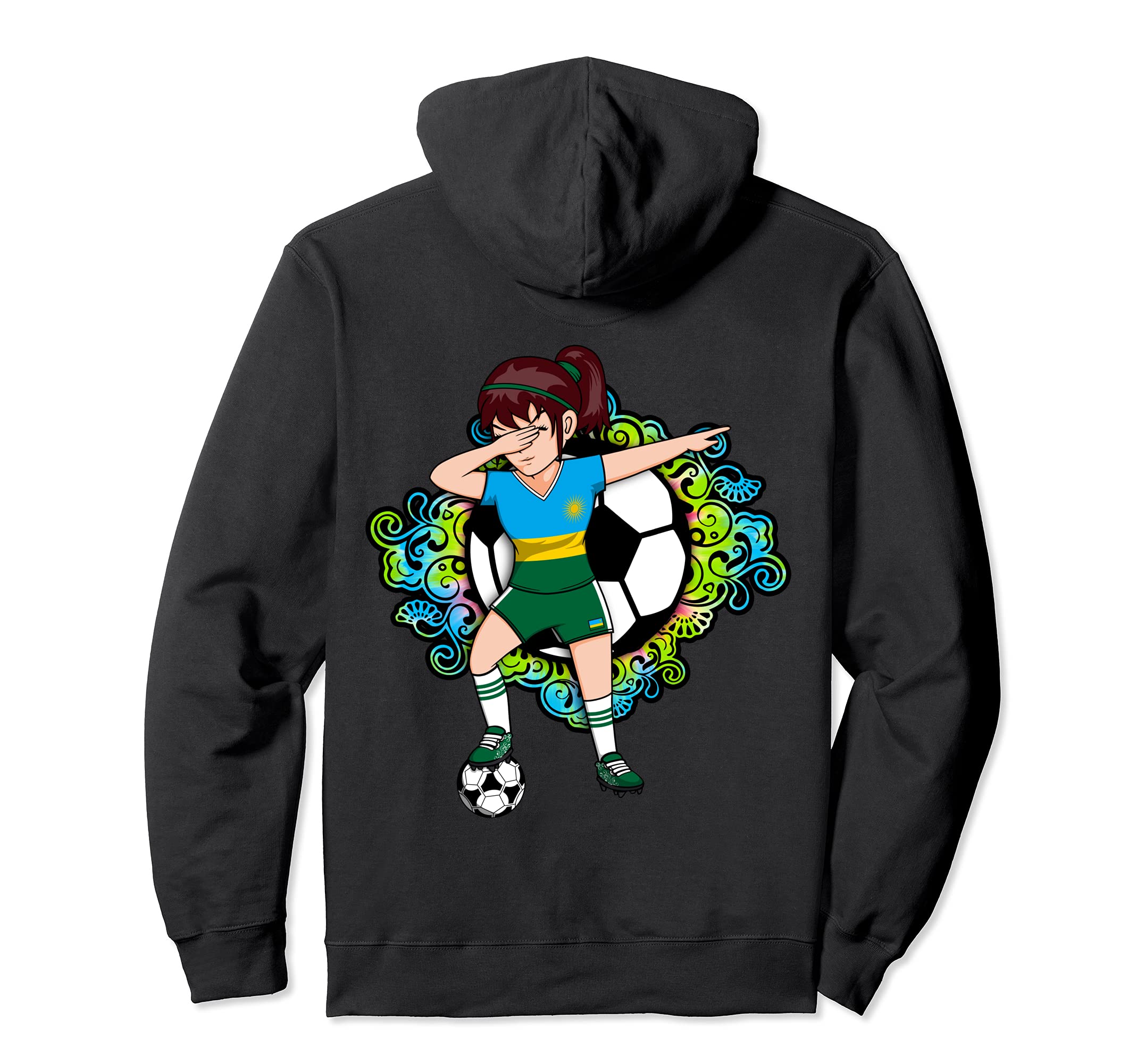 Dabbing Soccer Rwanda Fan Jersey Hoodie - Fun Novelty Design for Adults
