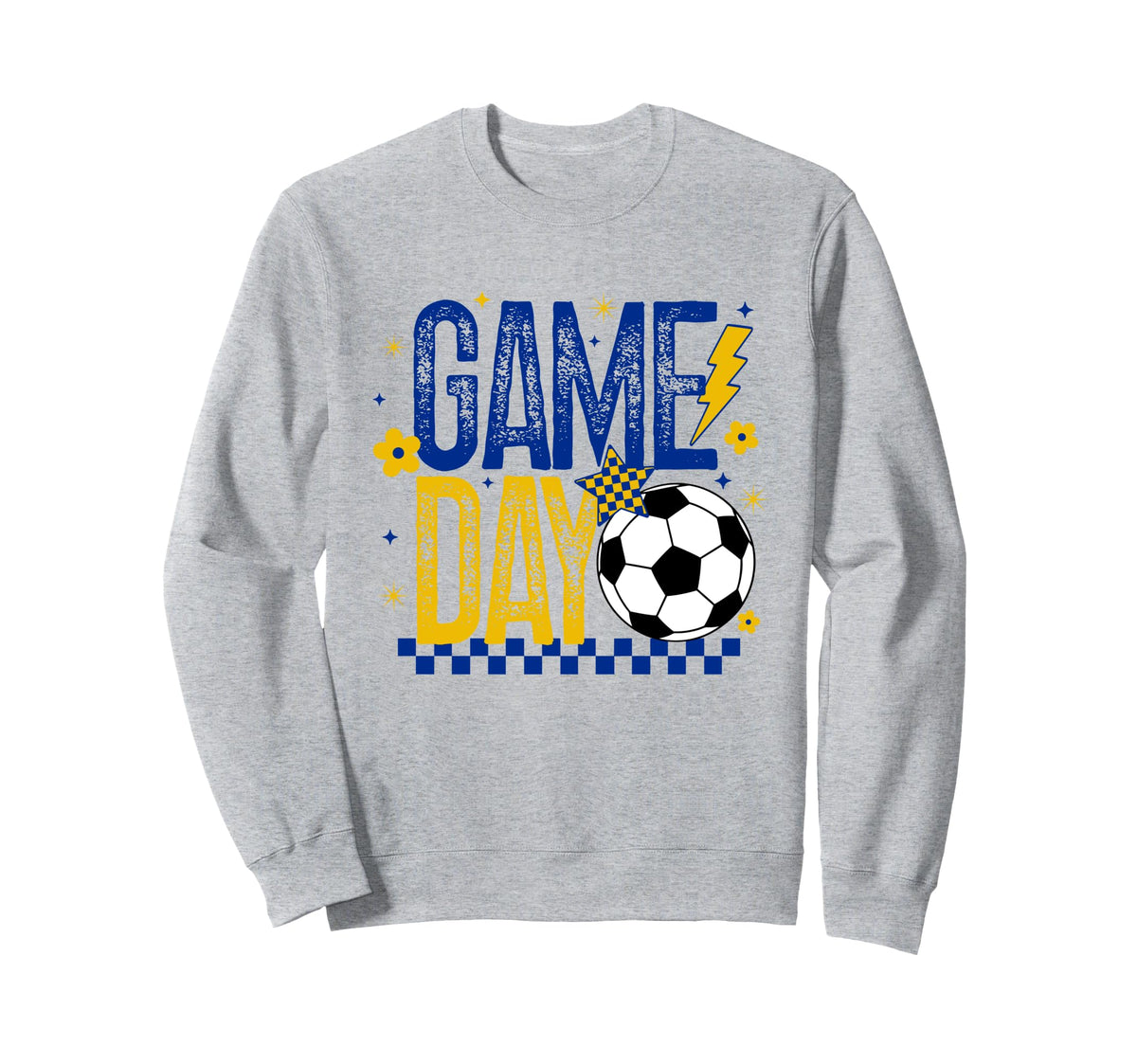 Game Day Soccer Season Blue Gold Sweatshirt - Graphic Print Unisex