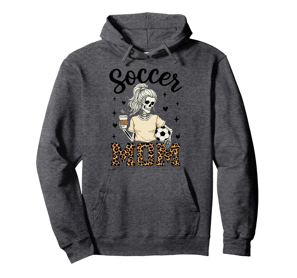 Skeleton Soccer Mom Coffee Leopard Hoodie - Unique Graphic for Adults