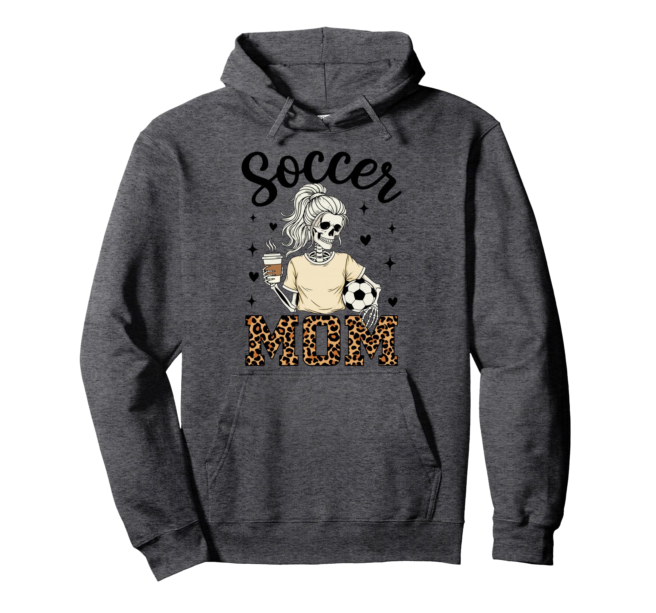 Skeleton Soccer Mom Coffee Leopard Hoodie - Unique Graphic for Adults