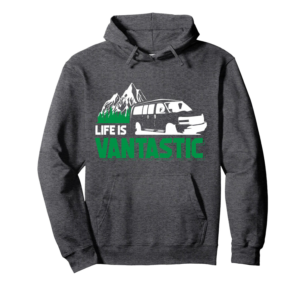 Camper Van Travel Life Is Vantastic Hoodie - Minimalist Print Unisex