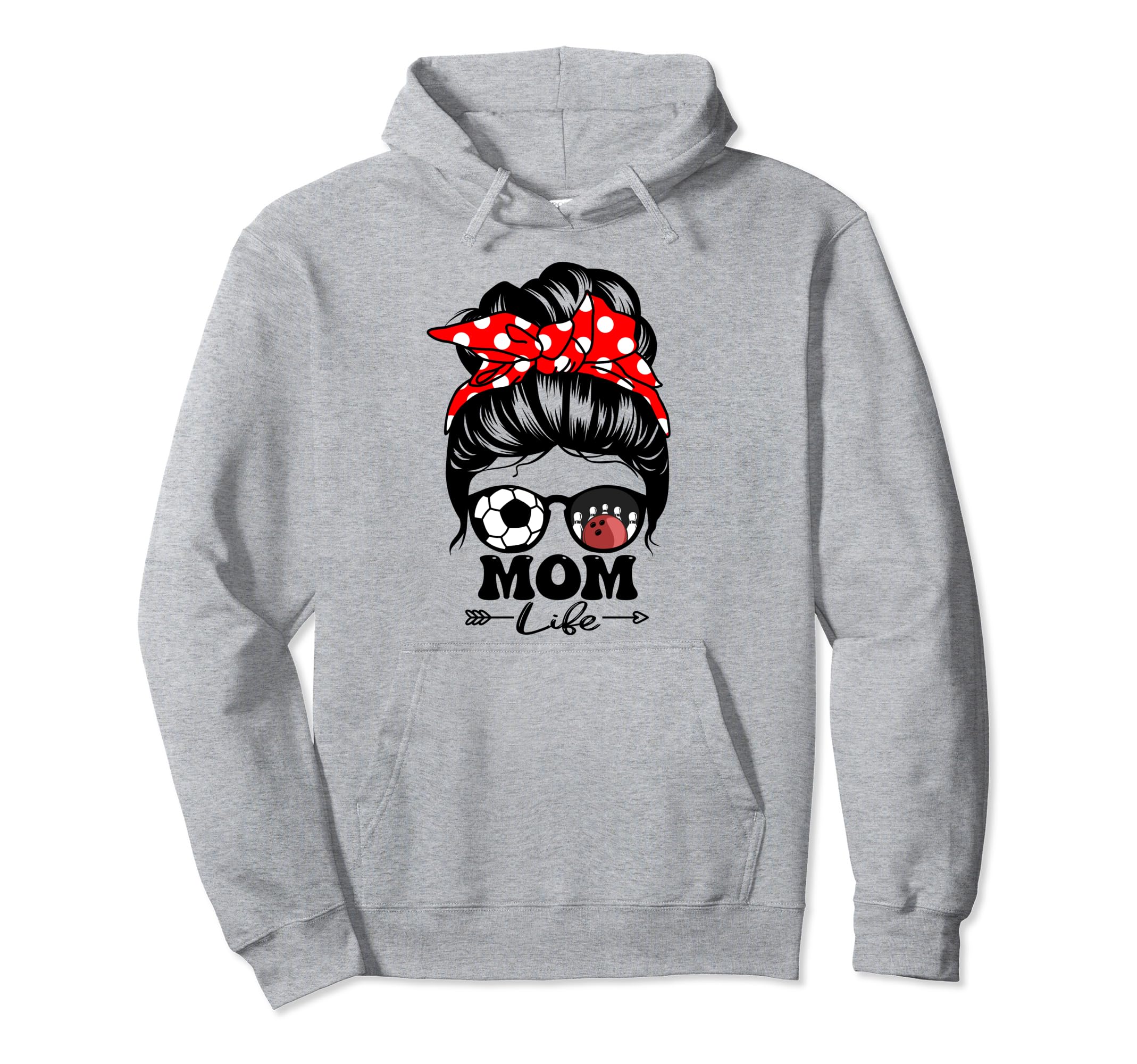 Mom Life Messy Bun Hair Funny Soccer Hoodie - Unique Graphic Unisex