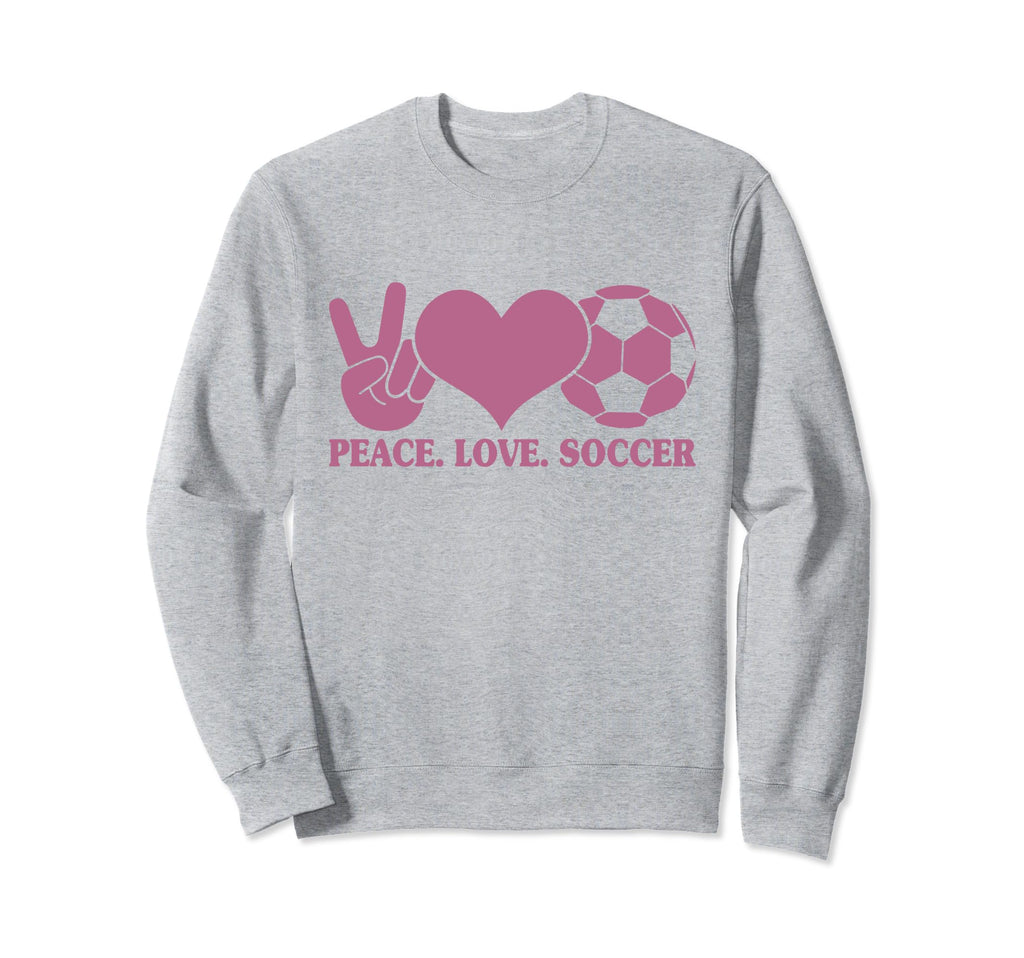 Peace Love Soccer Soccer Player Sweatshirt - Minimalist Print for Adults