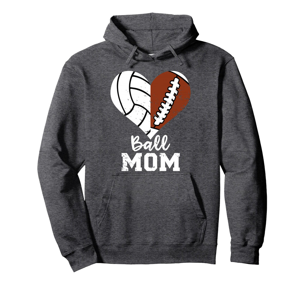 Ball Mom Heart Funny Football Volleyball Hoodie - Custom Art Print Unisex