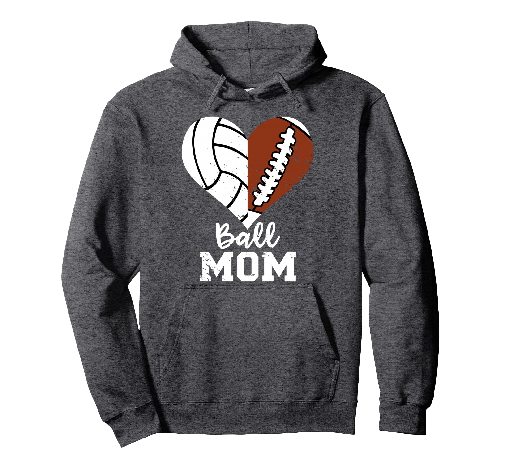 Ball Mom Heart Funny Football Volleyball Hoodie - Custom Art Print Unisex