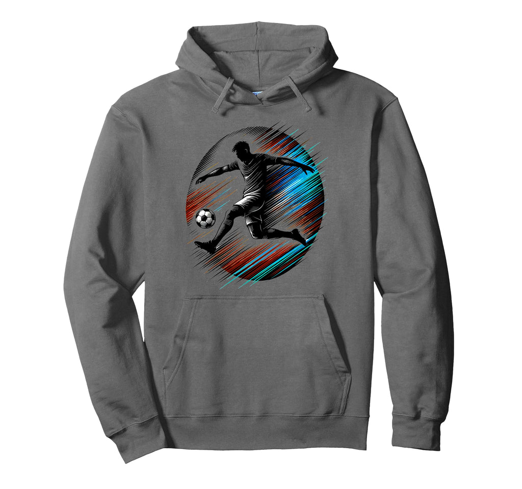 Dynamic Soccer Silhouette Mid Air Kick Hoodie - Minimalist Print Unisex