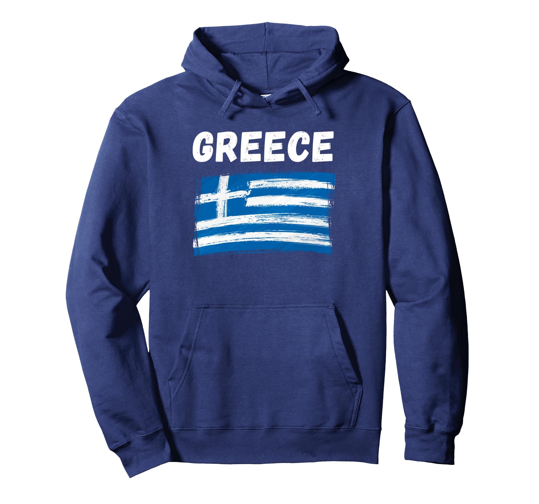 Greece Flag Holiday Grunge Greek Flag Hoodie - Aesthetic Graphic Men Women