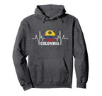 Colombia Heartbeat Colombian Flag Fan Hoodie - Fun Novelty Design Unisex