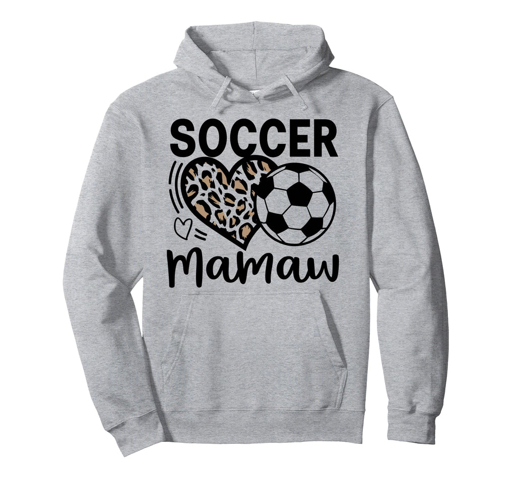 Soccer Mamaw Leopard Heart Soccer Lover Hoodie - Minimalist Print Men Women