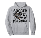 Soccer Mamaw Leopard Heart Soccer Lover Hoodie - Minimalist Print Men Women