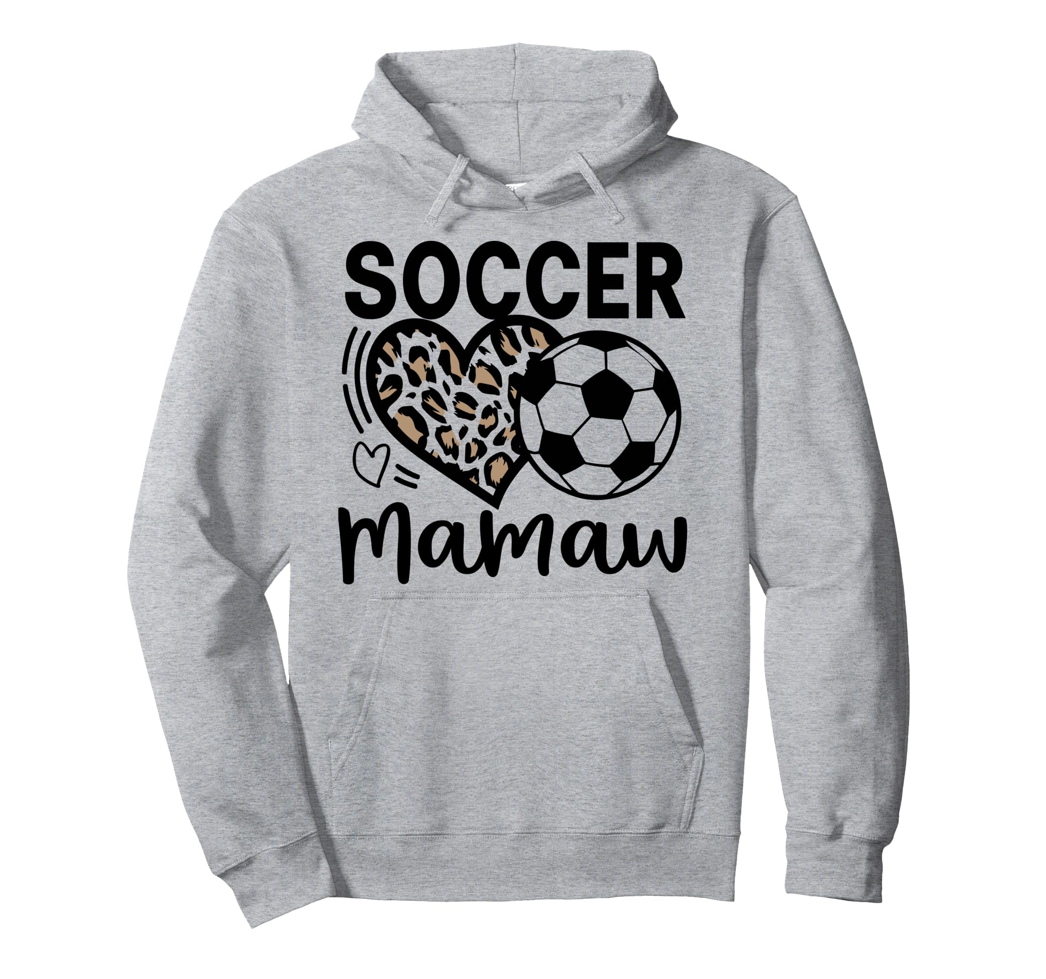 Soccer Mamaw Leopard Heart Soccer Lover Hoodie - Minimalist Print Men Women