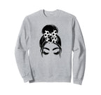 Messy Bun Sports Fan Team Soccer Bow Sweatshirt - Aesthetic Graphic Unisex