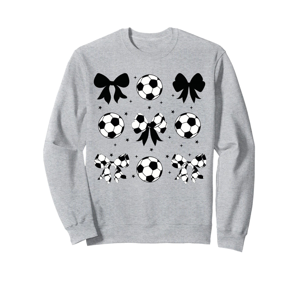 Coquette Soccer Bow Cheer Soccer Mama Sweatshirt - Trendy Graphic Men Women