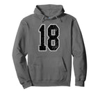 Black And White Number 18 Jersey Player Hoodie - Unique Graphic for Adults