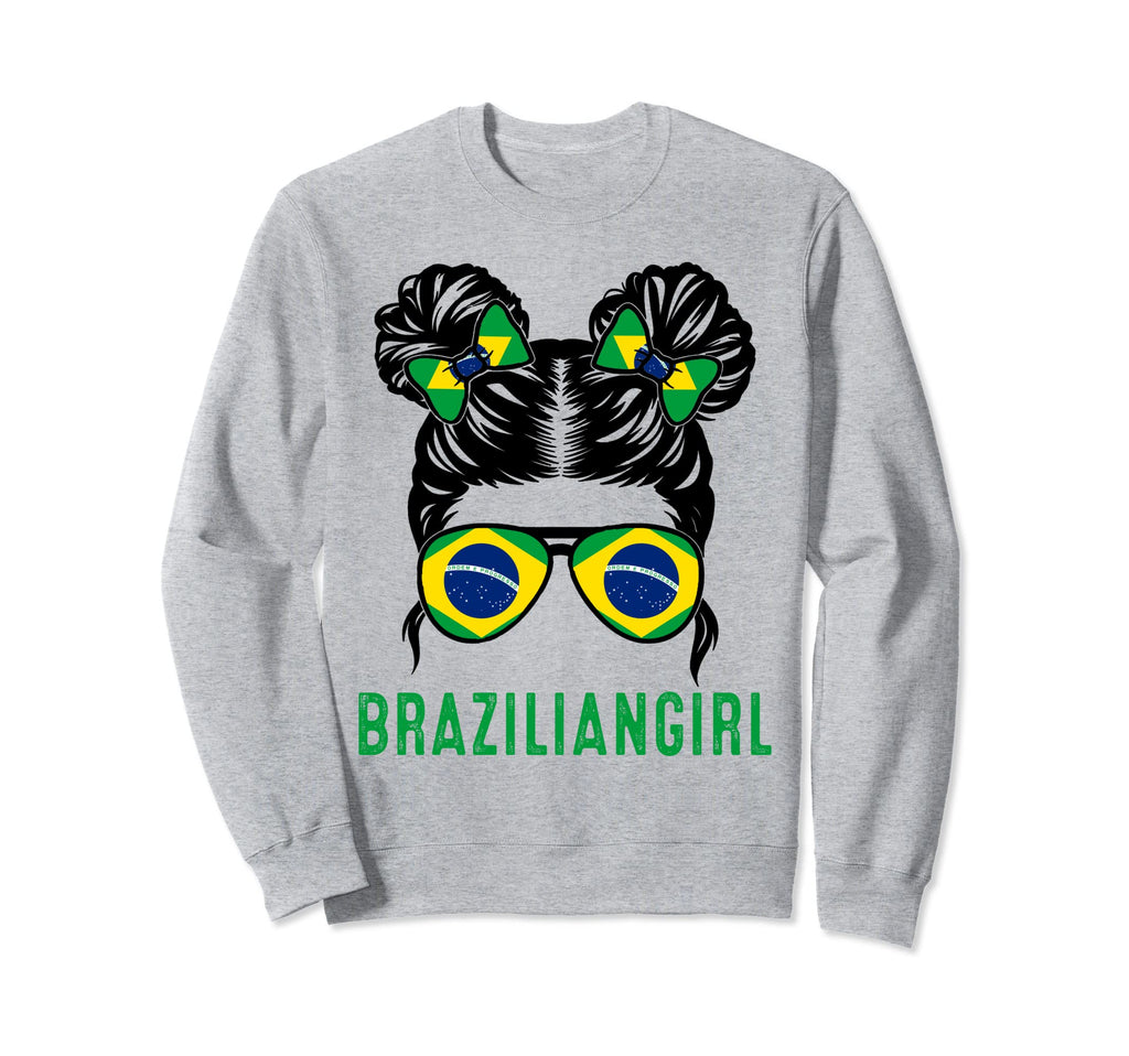 Chica Brazil Flag Brazilian Messy Sweatshirt - Unique Graphic Men Women