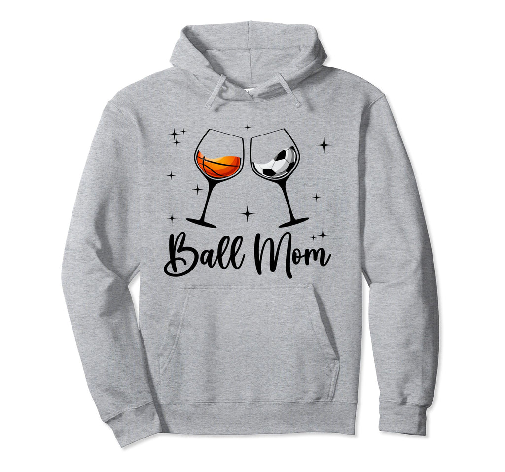 Ball Mom Wine Mom Funny Basketball Mom Hoodie - Minimalist Print Unisex
