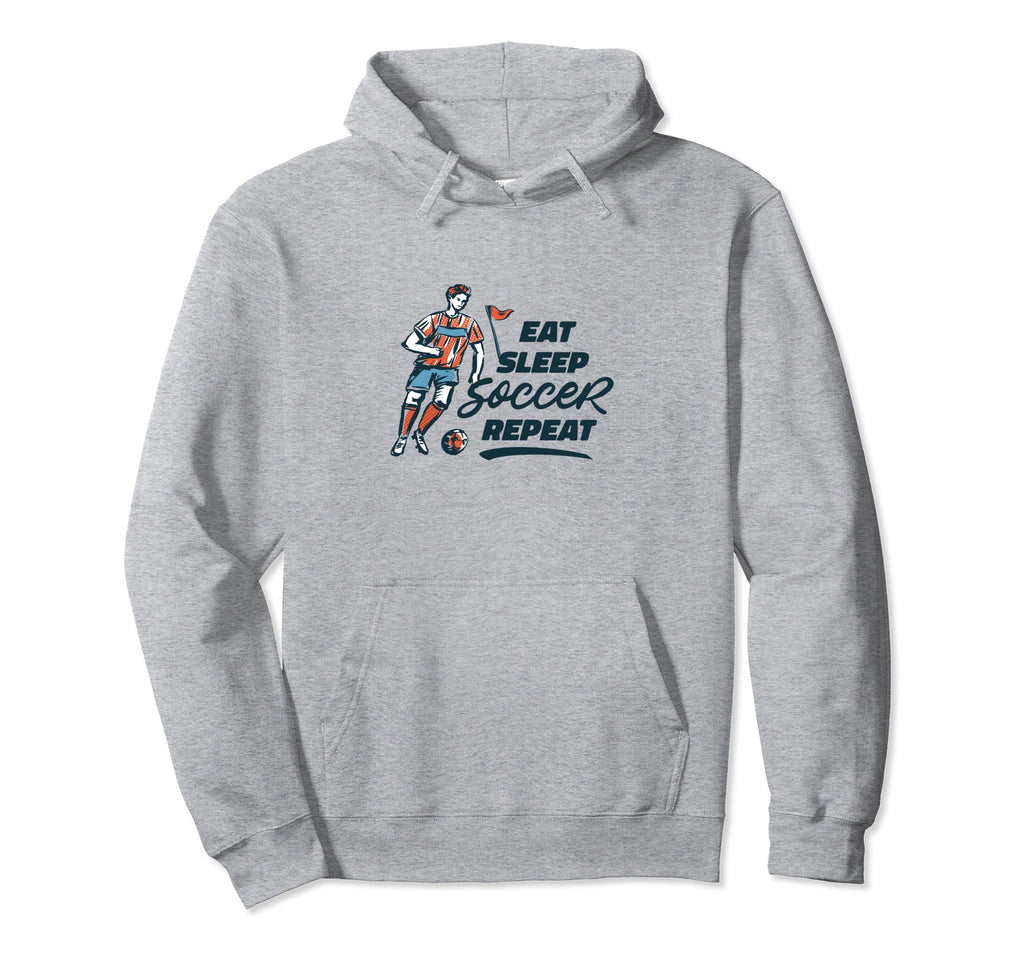 Eat Sleep Soccer Repeat Funny Soccer Hoodie - Graphic Print for Adults