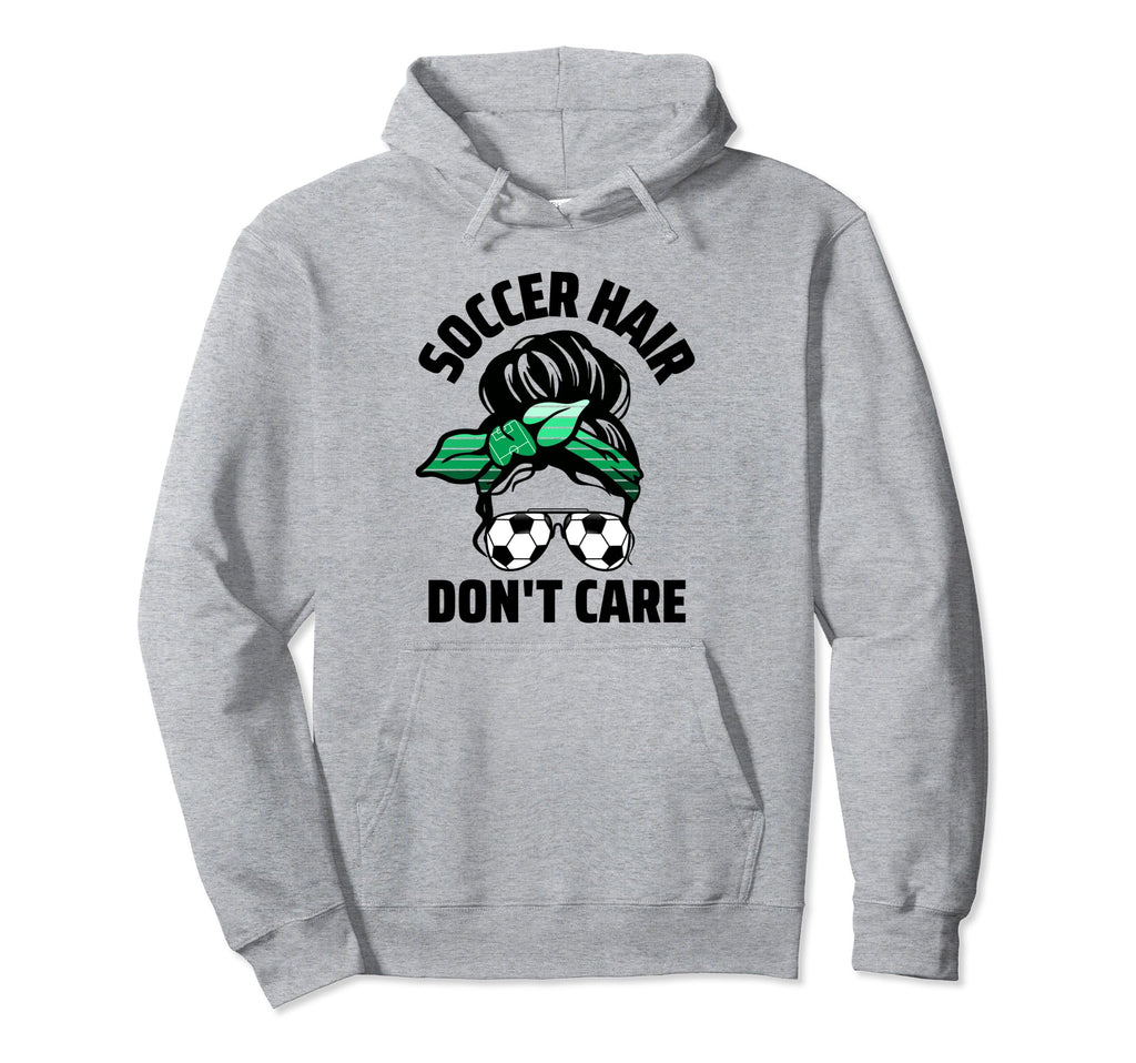 Soccer Hair Dont Care Soccer Player Messy Hoodie - Unique Graphic Unisex