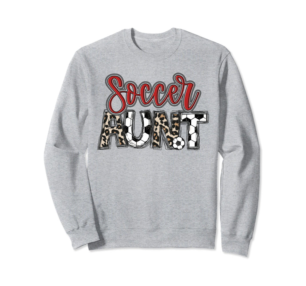 Soccer Aunt Leopard Red Soccer Sweatshirt - Minimalist Print Men Women